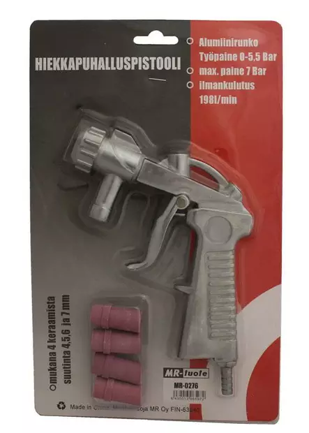 Hiekkapuhalluspistooli ja 4 eri suutinta - Hiekkapuhallus ja soodapuhallus - 6430013065972 - 2
